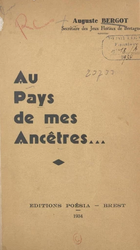 Au pays de mes ancêtres (Brest et ses alentours) - Auguste Bergot - FeniXX rédition numérique