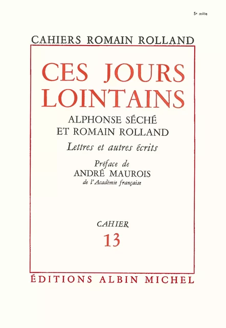 Ces jours lointains - Romain Rolland - Albin Michel