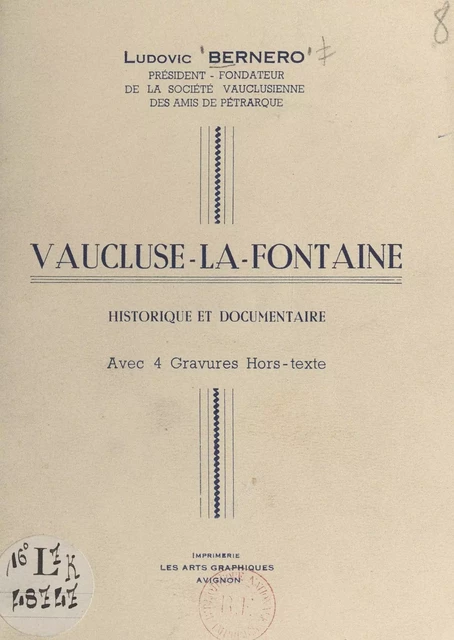 Vaucluse-la-Fontaine - Ludovic Bernero - FeniXX réédition numérique