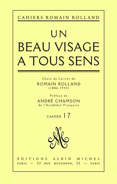 Un beau visage à tous sens - Romain Rolland - Albin Michel