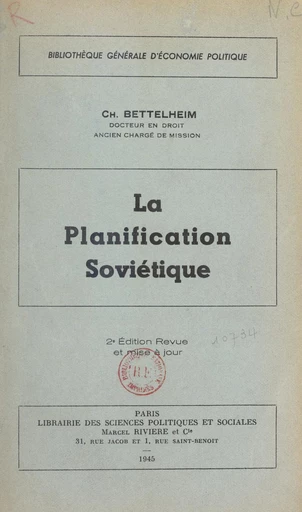 La planification soviétique - Charles Bettelheim - FeniXX réédition numérique