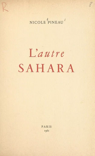 L'autre Sahara - Nicole Pineau - FeniXX réédition numérique