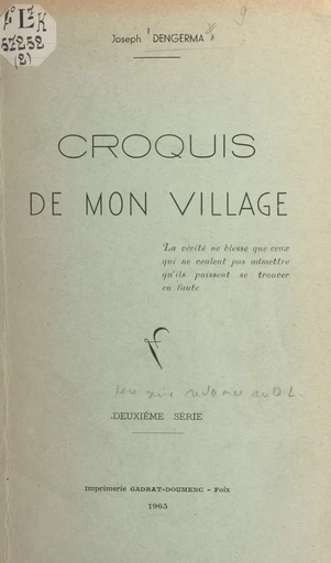 Croquis de mon village - Joseph Dengerma - FeniXX réédition numérique