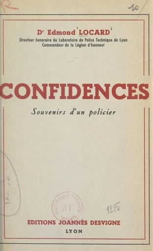 Confidences - Edmond Locard - FeniXX réédition numérique