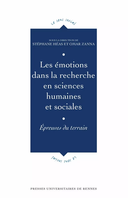 Les émotions dans la recherche en sciences humaines et sociales -  - Presses universitaires de Rennes