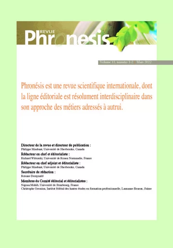 Phronesis. Vol. 11, numéro 1-2 | 2022. Les configurations plurielles de la pédagogie de, par, en (l')alternance - Philippe Maubant, Christophe Gremion - Champ social Editions