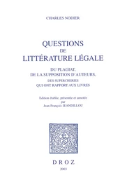 Questions de littérature légale : du plagiat, de la supposition d’auteurs, des supercheries qui ont rapport aux livres