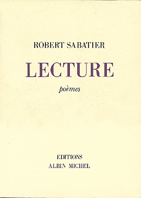 Lecture - Robert Sabatier - Albin Michel