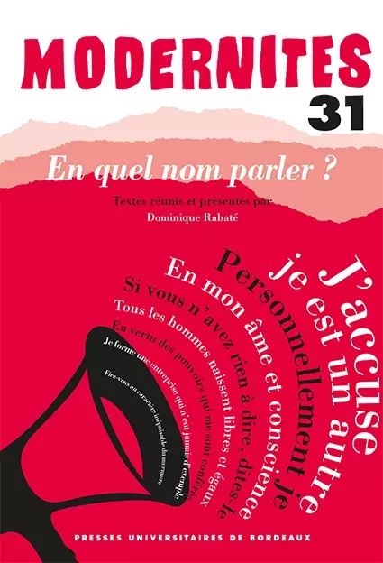 En quel nom parler ? - Dominique Rabaté - Presses universitaires de Bordeaux