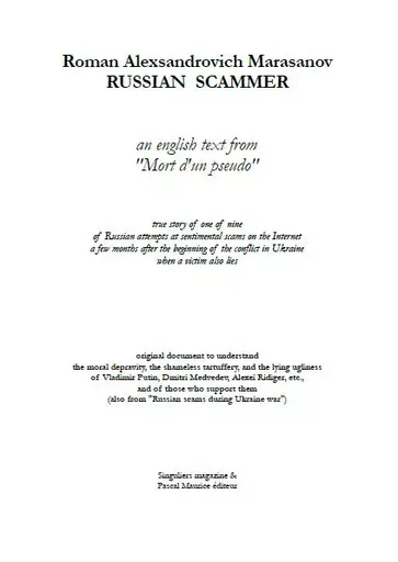 Russian scammer - Roman Alexsandrovich Marasanov - Pascal Maurice éditeur