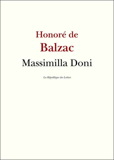 Massimilla Doni - Honoré de Balzac - République des Lettres