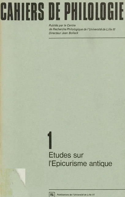 Études sur l’épicurisme antique -  - Presses Universitaires du Septentrion