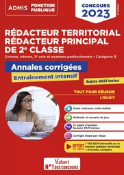 Annales corrigées  Rédacteur territorial et Rédacteur principal 2e classe - Catégorie B - Concours 2023