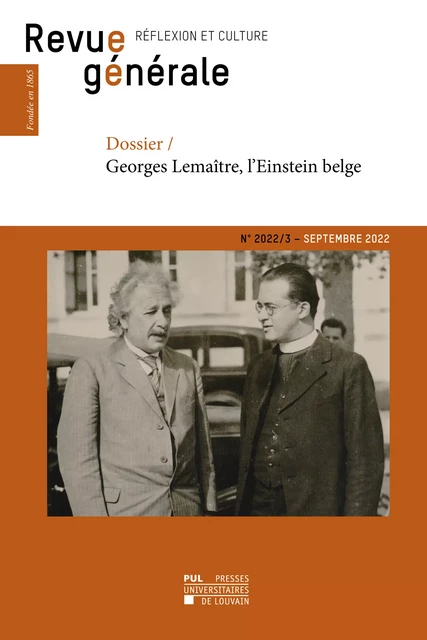 Revue générale - n°2022/3 - septembre 2022 - Frédéric Saenen - Presses Universitaires de Louvain - Ciaco