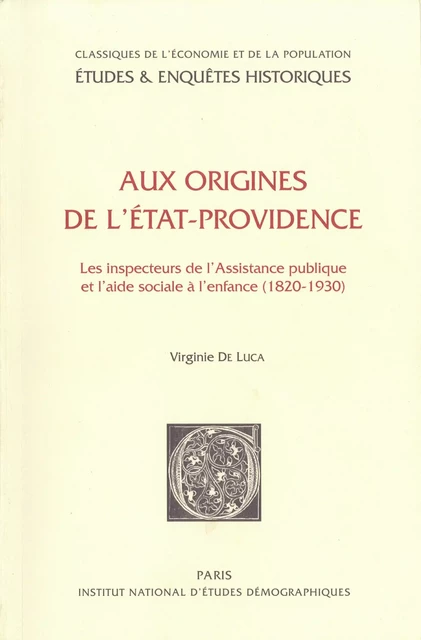 Aux origines de l’État-providence - Virginie de Luca - Ined Éditions