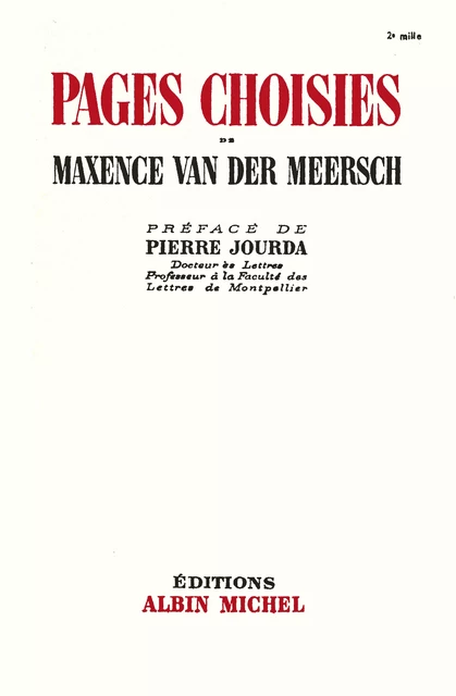 Pages choisies - Maxence Van der Meersch - Albin Michel