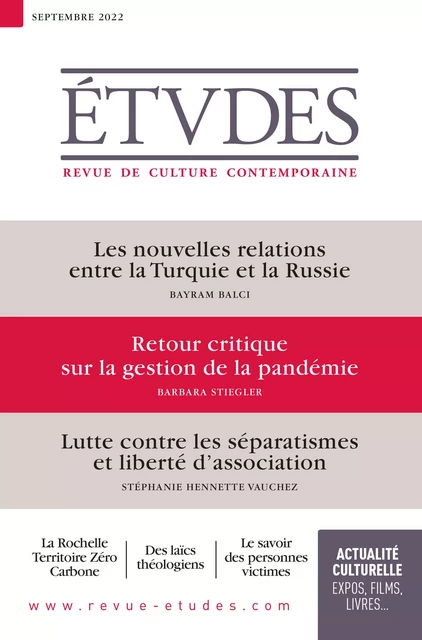 Revue Études 4296 - Septembre 2022 - Collectif Auteur - Revue Études