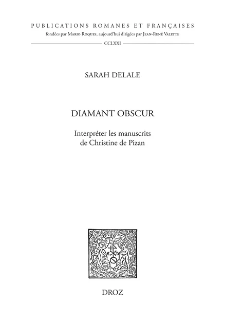 Diamant obscur - Sarah Delale - Librairie Droz