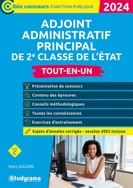 Adjoint administratif principal de 2e classe de l’État – Tout-en-un – Catégorie C – Concours 2025 - Marc Dalens - Studyrama