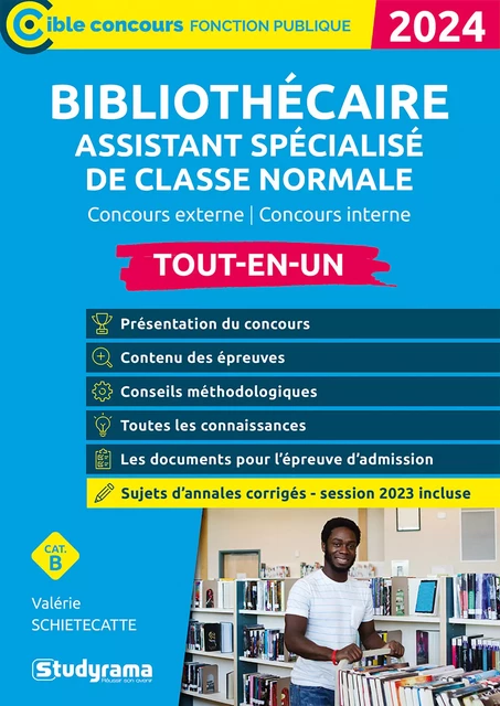 Bibliothécaire assistant spécialisé (BIBAS) de classe normale – Tout-en-un – Catégorie B – Concours 2025 - Valérie Schietecatte - Studyrama