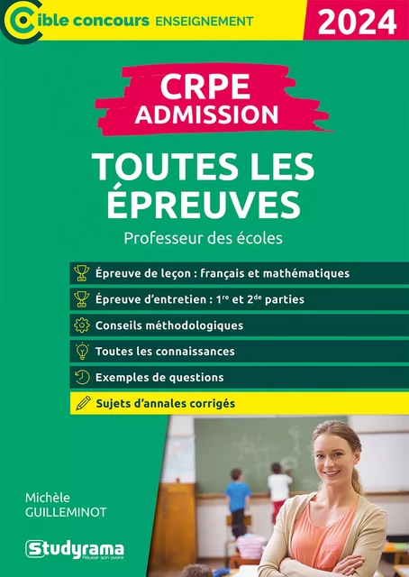 CRPE – Admission – Toutes les épreuves : Professeur des écoles – Concours 2025 - Michèle Guilleminot - Studyrama