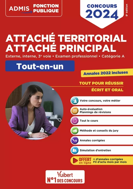 Concours Attaché territorial - Attaché principal - Catégorie A - Tout-en-un - Fil d'actu offert - Olivier Bellégo - Vuibert