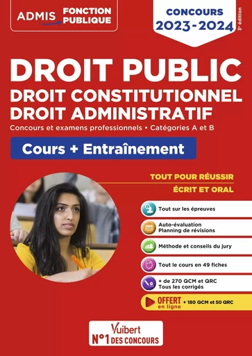 Droit public - Droit constitutionnel - Droit administratif - Cours et entraînement -  Catégories A et B - Concours 2023-2024 - Olivier Bellégo, Frédéric Ingelaere, Pierre-Brice Lebrun, Pascal Simon Doutreluingne - Vuibert