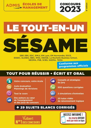 Le tout-en-un SÉSAME - 15 sujets blancs - Ecrits et oraux - Tutos offerts - Sophie Mattern, Anne-Marie Bonnerot, Marie-Laure Boursat, Jean-Dominique Picchiottino - Vuibert