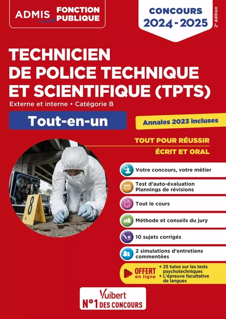 Concours TPTS - Technicien de police technique et scientifique - Catégorie B - Tout-en-un - Sébastien Drevet, Nathalie Ferry, Emmanuel Kerdraon, François Lavedan, Hervé Macquart - Vuibert