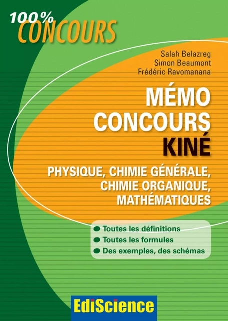 Mémo Concours Kiné - Salah Belazreg, Simon Beaumont, Frédéric Ravomanana - Ediscience