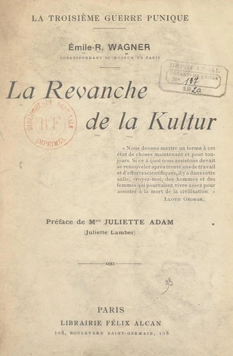 La revanche de la "Kultur" - Émile-Roger Wagner - FeniXX réédition numérique