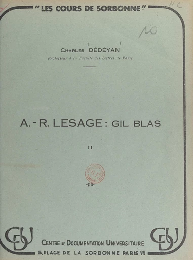 A.-R. Lesage : Gil Blas (2) - Charles Dédéyan - FeniXX réédition numérique