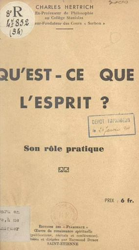 Qu'est-ce que l'esprit ? - Charles Hertrich - FeniXX réédition numérique