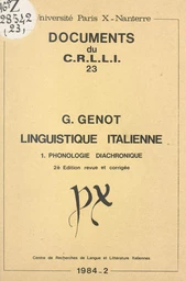 Linguistique italienne (1). Phonologie diachronique