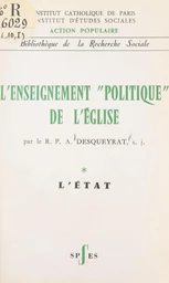 L'enseignement politique de l'Église (1). L'État