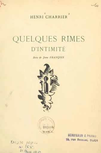 Quelques rimes d'intimité - Henri Charrier - FeniXX réédition numérique