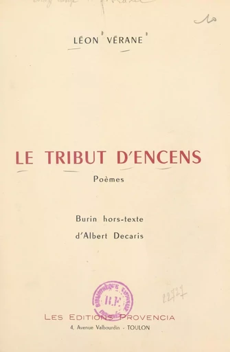 Le tribut d'encens - Léon Vérane - FeniXX réédition numérique