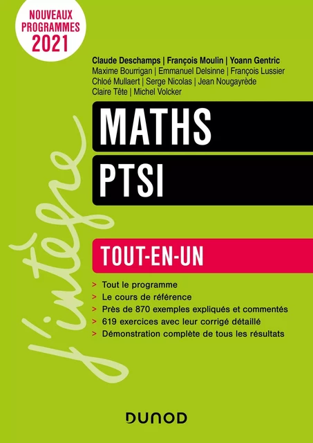 Maths PTSI - Claude Deschamps, Claire TÊTE, Michel Volcker, François Moulin, Yoann Gentric, Maxime Bourrigan, Emmanuel Delsinne, François Lussier, Chloé Mullaert, Serge Nicolas, Jean Nougayrède - Dunod