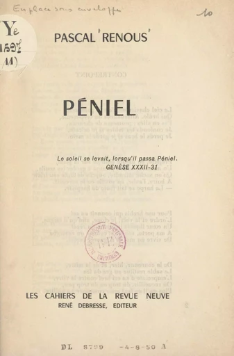 Péniel - Pascal Renous - FeniXX réédition numérique