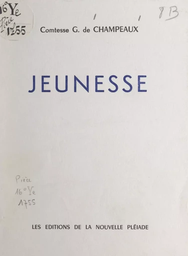 Jeunesse - Anne Guillaume de Champeaux - FeniXX réédition numérique