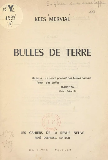 Bulles de terre - Kees Mervial - FeniXX réédition numérique