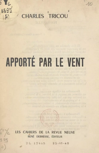 Apporté par le vent - Charles Tricou - FeniXX réédition numérique