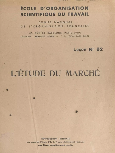 L'étude du marché - Henri Fayol - FeniXX réédition numérique