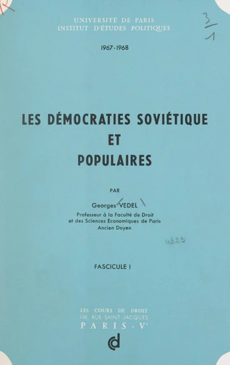 Les démocraties soviétique et populaires (1) - Georges Vedel - FeniXX réédition numérique