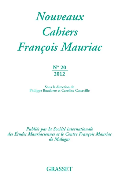 Nouveaux cahiers François Mauriac N°20 - François Mauriac - Grasset