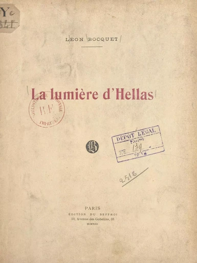 La lumière d'Hellas - Léon Bocquet - FeniXX réédition numérique