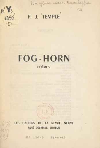 Fog-Horn - Frédéric Jacques Temple - FeniXX réédition numérique