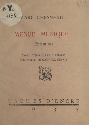 Menue musique - Marc Chesneau - FeniXX réédition numérique