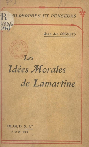 Les idées morales de Lamartine - Jean des Cognets - FeniXX réédition numérique