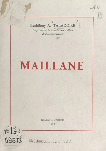 Maillane - Barthélémy-Antonin Taladoire - FeniXX réédition numérique